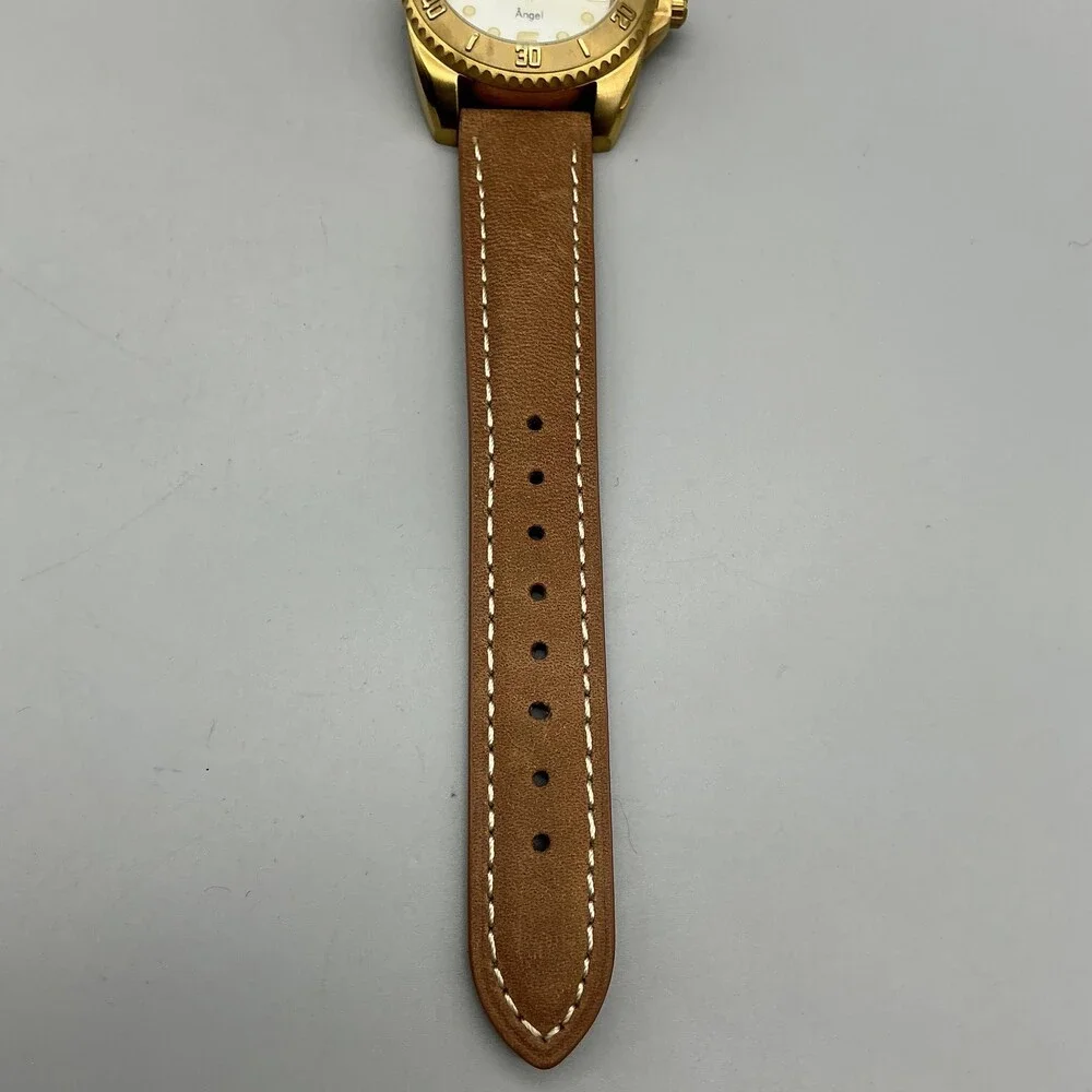 Invicta Angel 15004 Womens Watch 35mm MOP Gold Tone Brown Leather New Battery